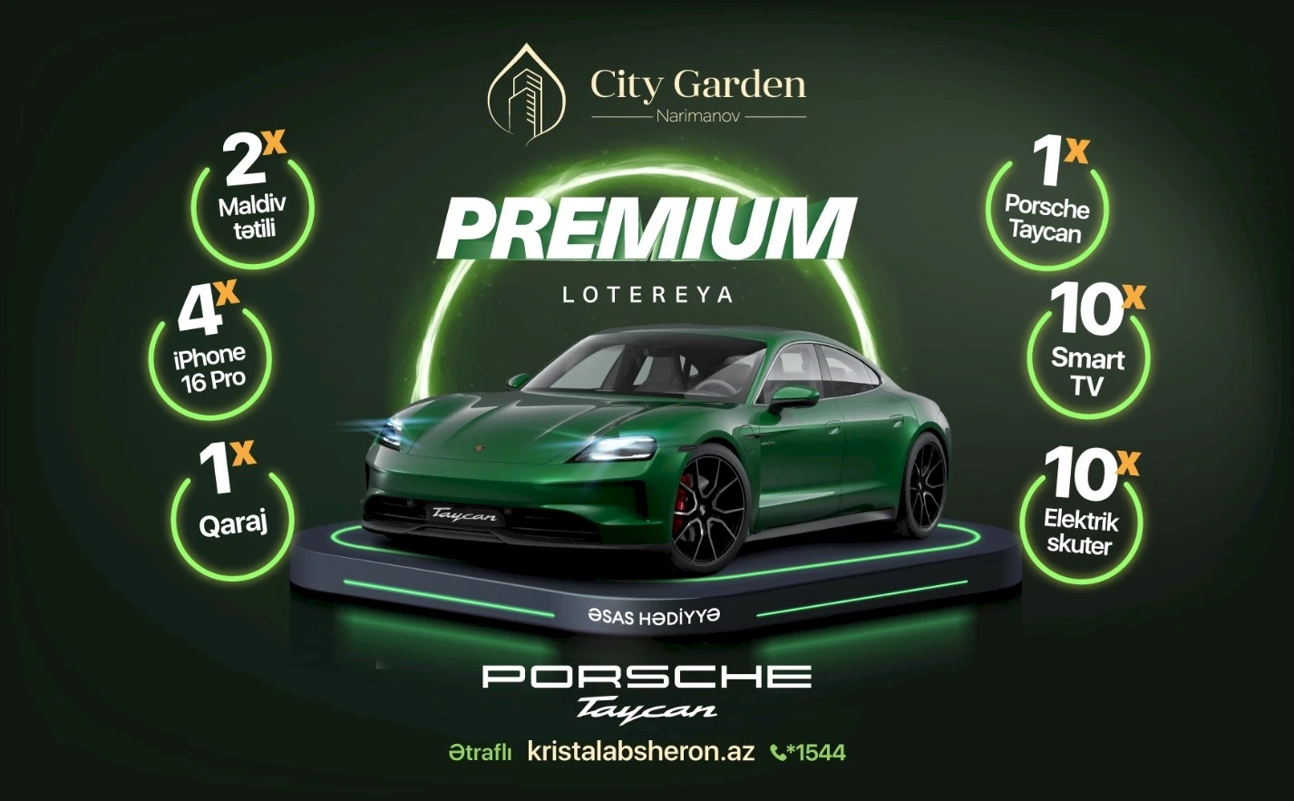 Купите квартиру в “City Garden Narimanov” и выиграйте электромобиль Porsche Taycan – "Kristal"!